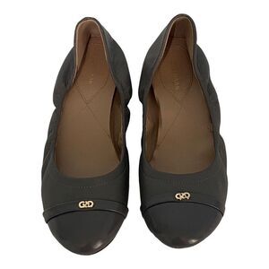 Cole Haan Shoes Womens 8.5 B Elsie Ballet Flat Patent Cap Toe Gray Soft Leather